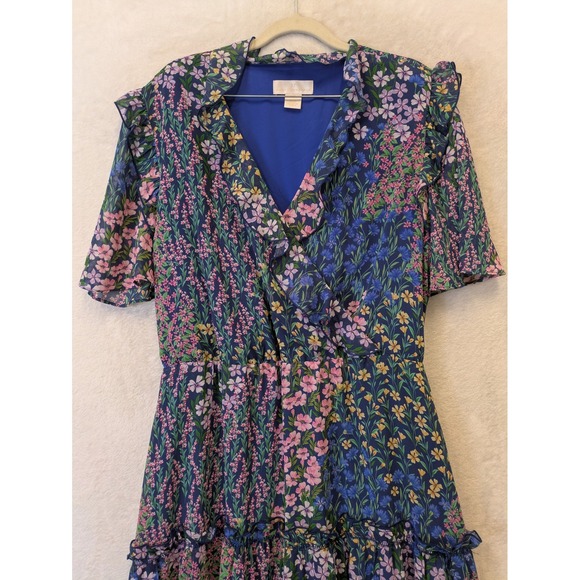 Rachel Parcell Women's Size 16 Blue Floral Tiered Ruffle Midi Dress - Picture 2 of 11